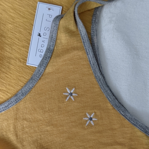 PJ Salvage Tank Lounge Embroider Daisy Racerback Scoop Neck Golden Yellow XL NWT - Picture 11 of 13